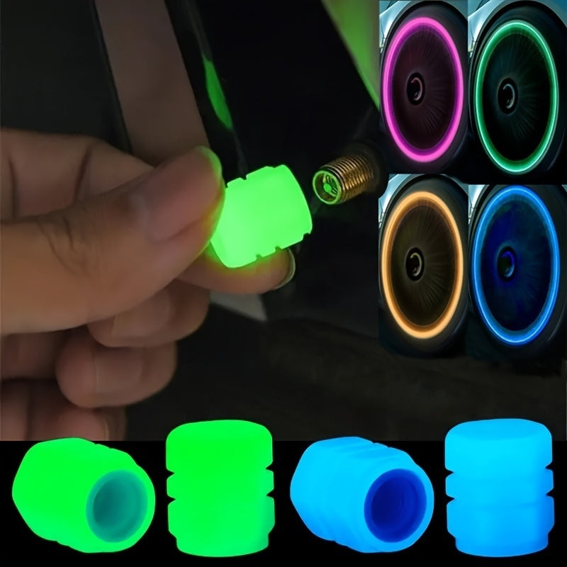 4PCS Fluorescent Luminous Valve Stems for Car Motorcycle Bicycle Wheel Tyre Decor