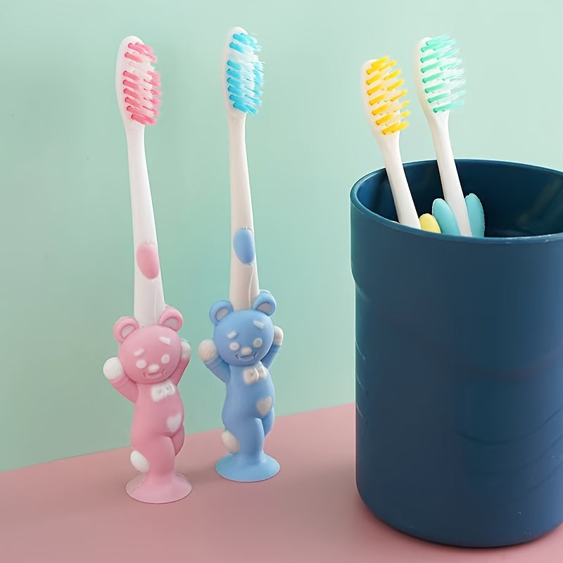 Set of 4 Cartoon Bear and Rabbit Toothbrushes Soft Bristles Small Head Unisex Adults