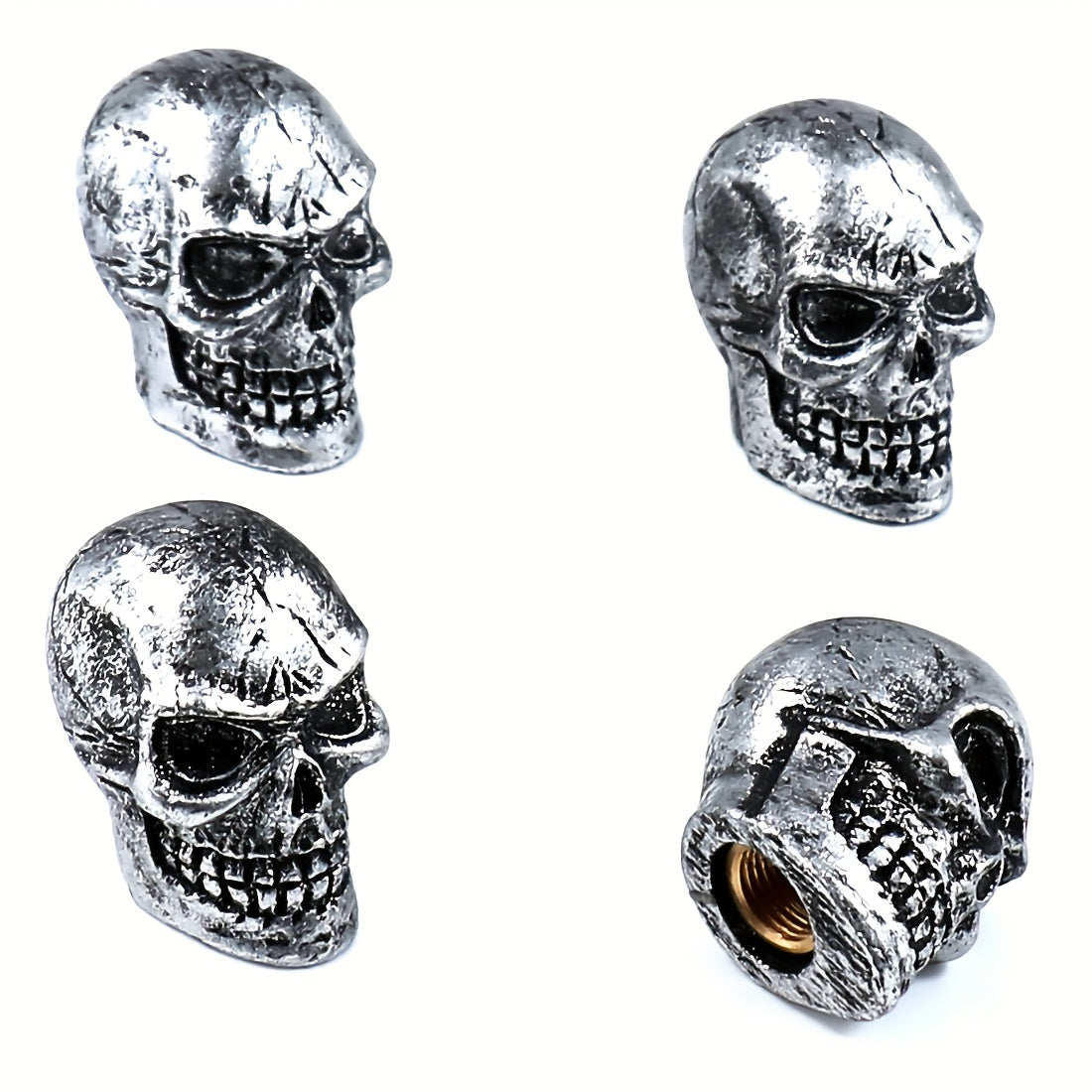 4 Pcs Skull Tire Valve Stem Caps Universal Fit Car Truck Motorcycle Bicycle