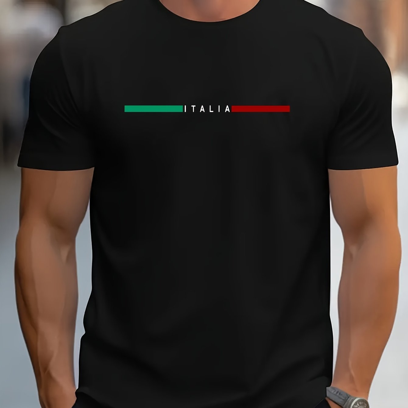 ITALIA Print Erkaklar uchun Yozgi Tashqi Sport T-shirt