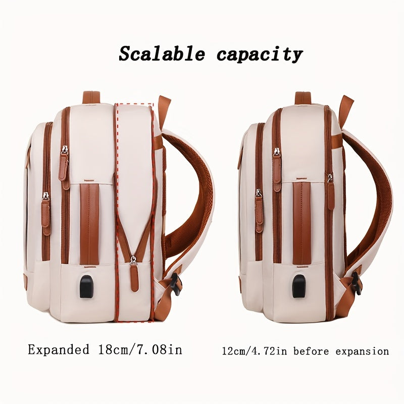 Large Capacity Expandable Laptop Backpack with Wet Dry Separation for Travel Business and School Black