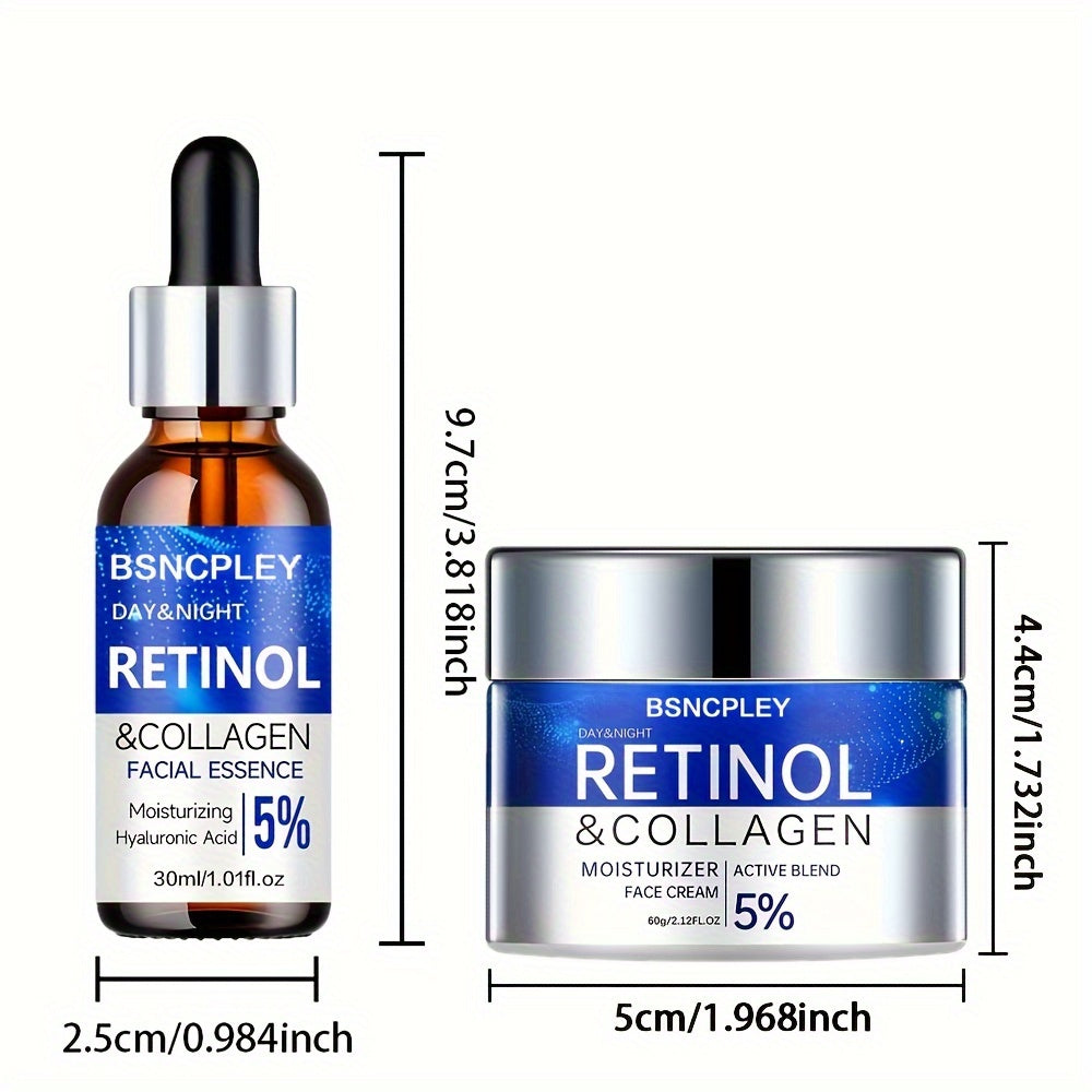 Alcohol-Free Retinol Collagen Firming Cream and Hydrating Serum Set for All Skin Types