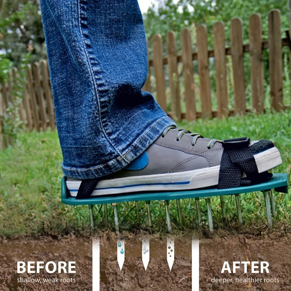 Garden Lawn Aerator Shoes with 5cm Spikes Plastic and Iron Soil Loosening and Nutrient Absorption