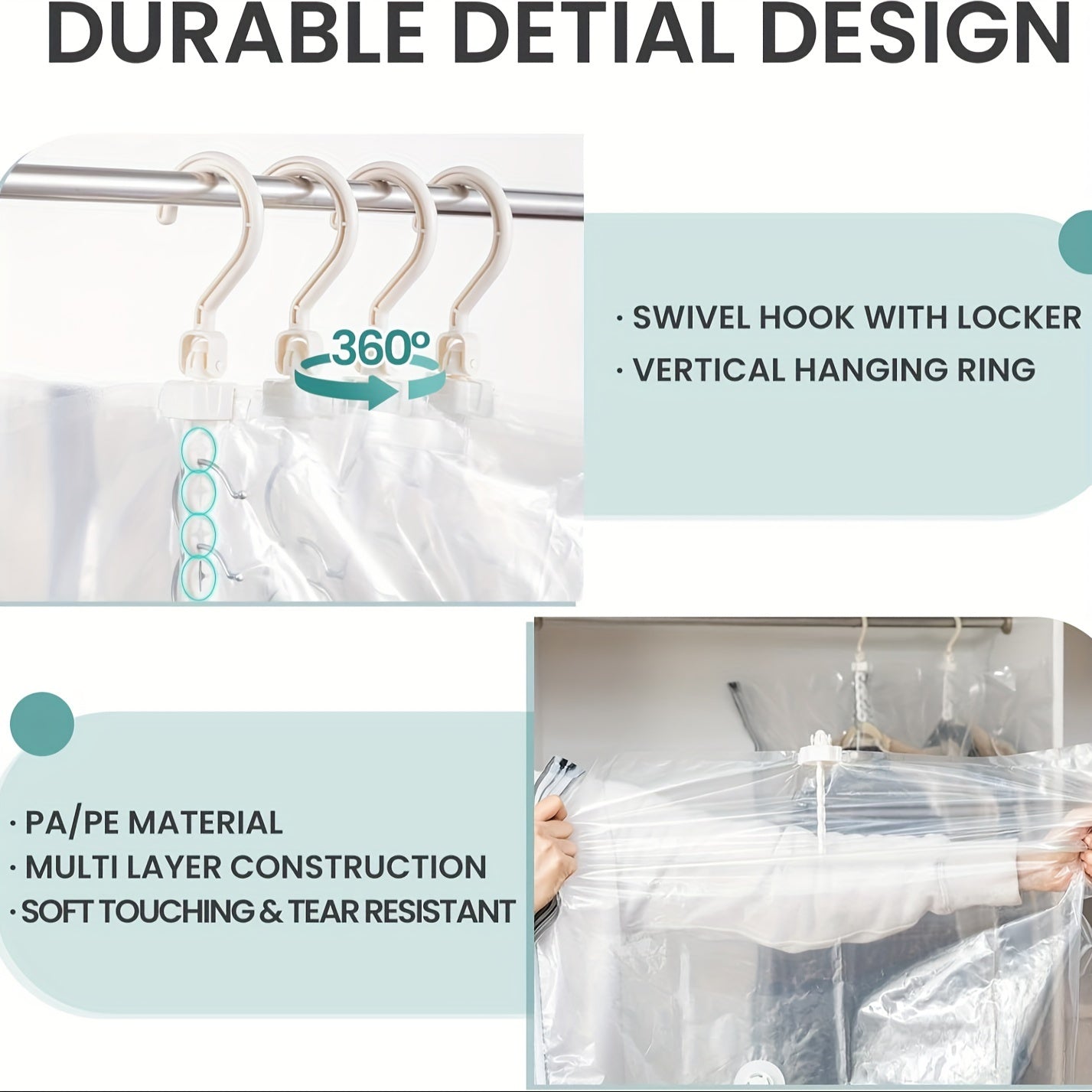 Large Capacity Vacuum Storage Bag for Clothes Space-Saving Closet Organizer for Suits Dresses Jackets