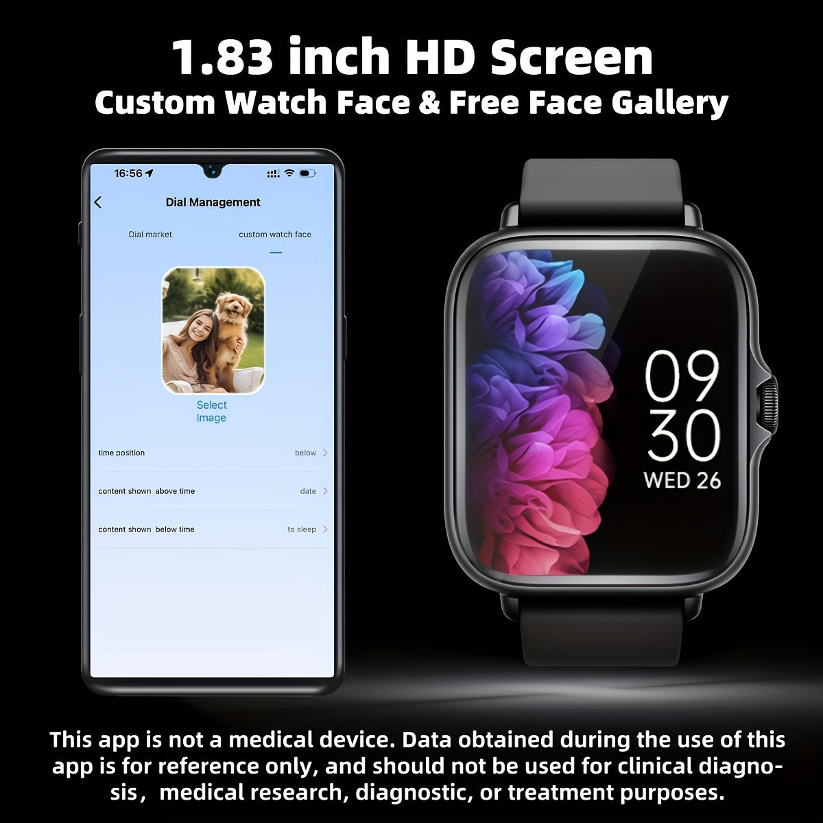 HD Smartwatch 4.65cm Touch Screen Wireless Calling Fitness Tracker with Customizable Wallpaper and Multiple Sports Modes