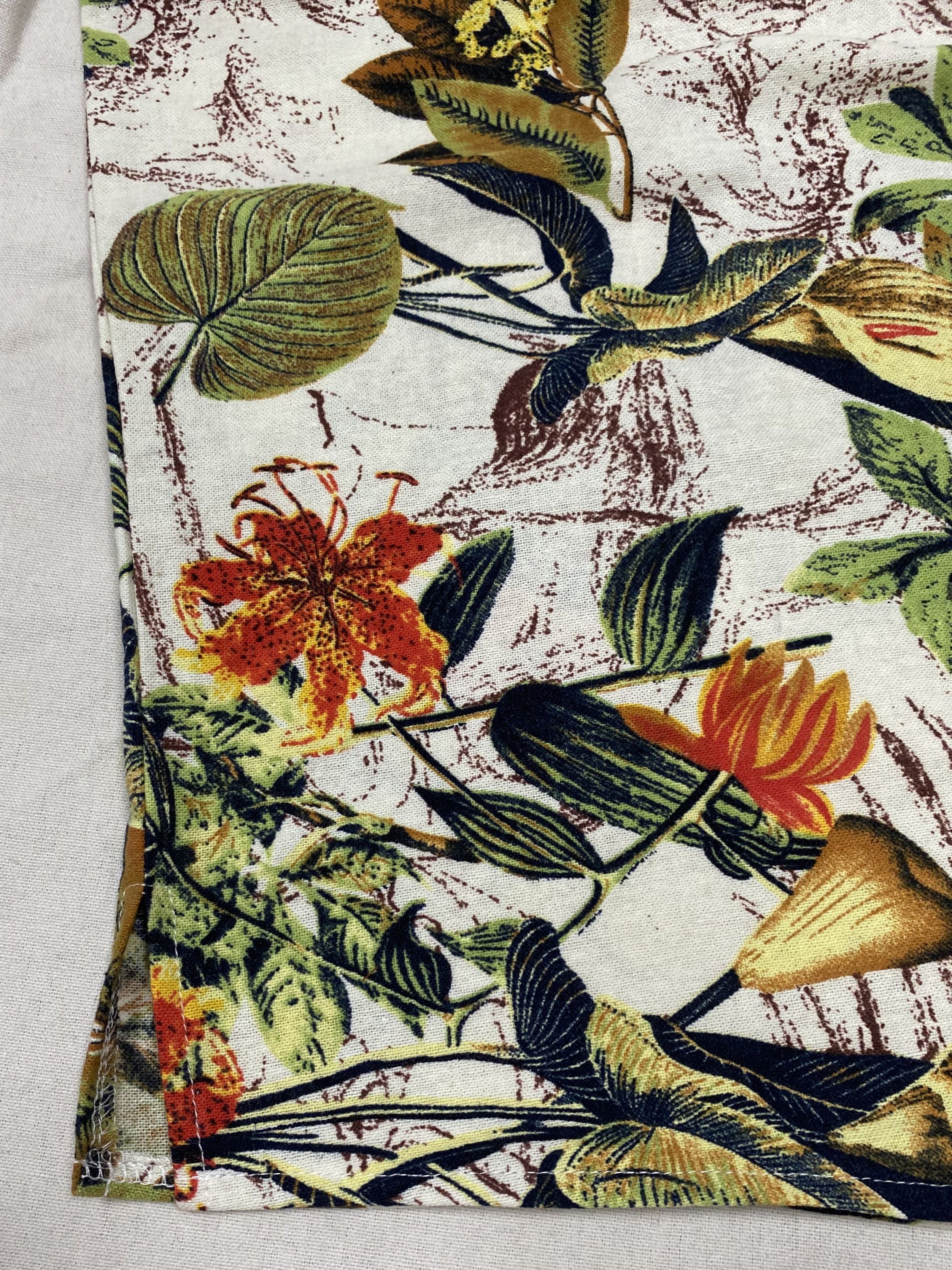 Plus Size Women's Tropical Floral Blouse Short Sleeve Round Neck Polyester Blend Casual Loose Fit