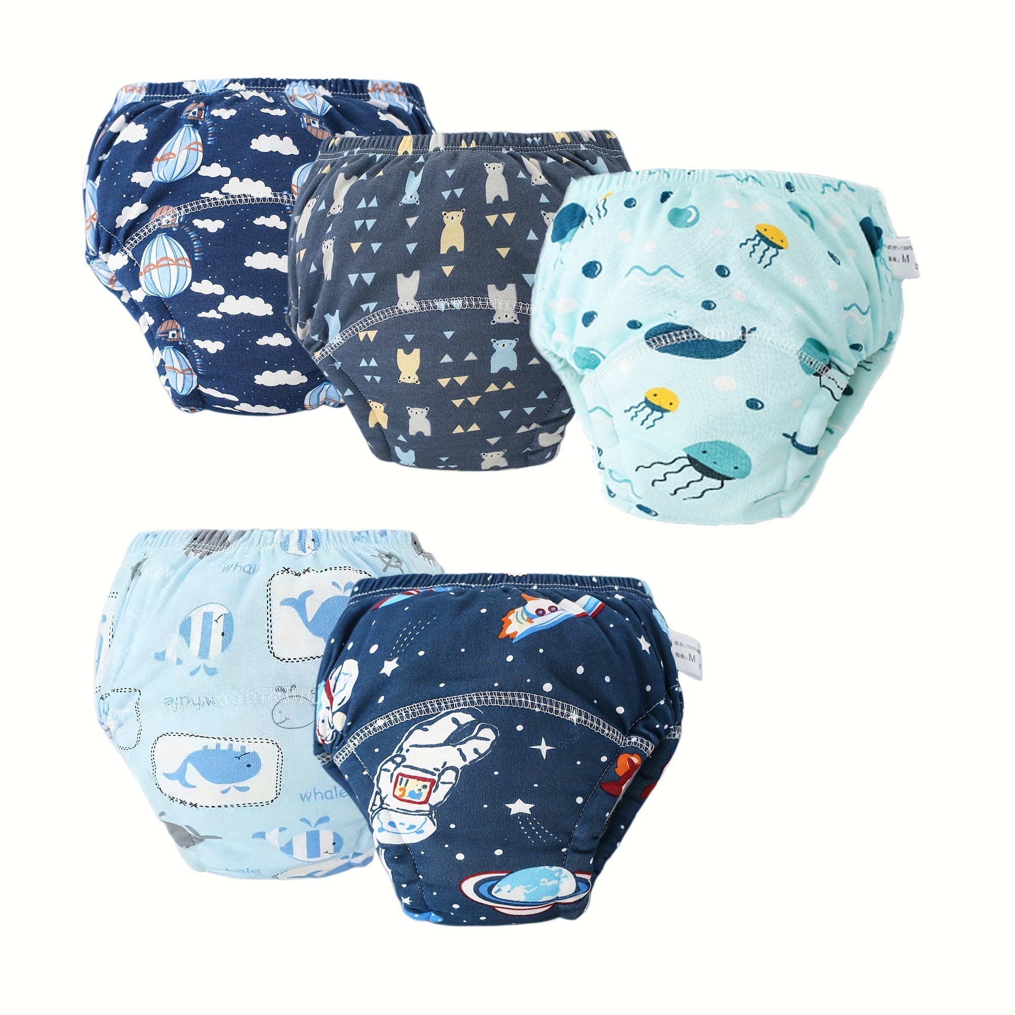 Juego de 5 pantalones de entrenamiento de algodón reutilizables para bebés