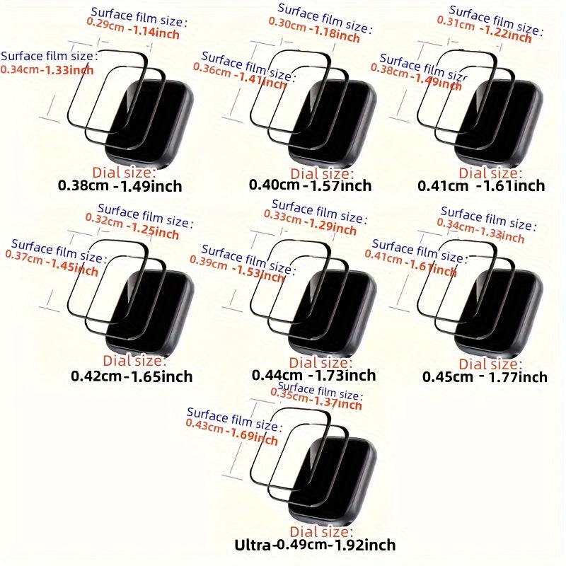 4-Pack Glossy Soft Glass Smartwatch Screen Protectors for Apple Watch SE/3/4/5/6/7/8 Full Coverage 9D Plastic Film