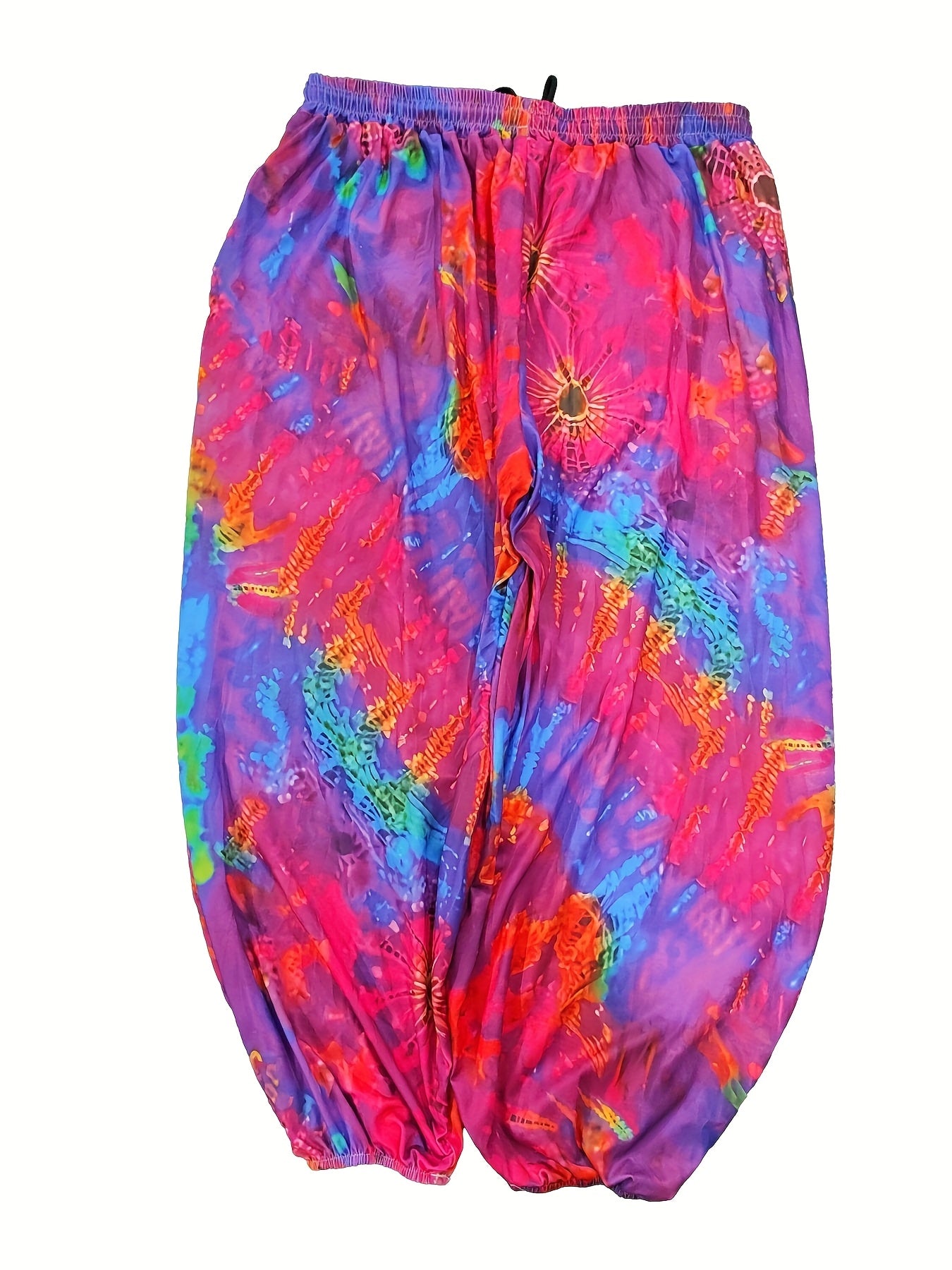 Women's Plus Size Tie Dye Wide Leg Pants Casual All-Season Polyester Knit