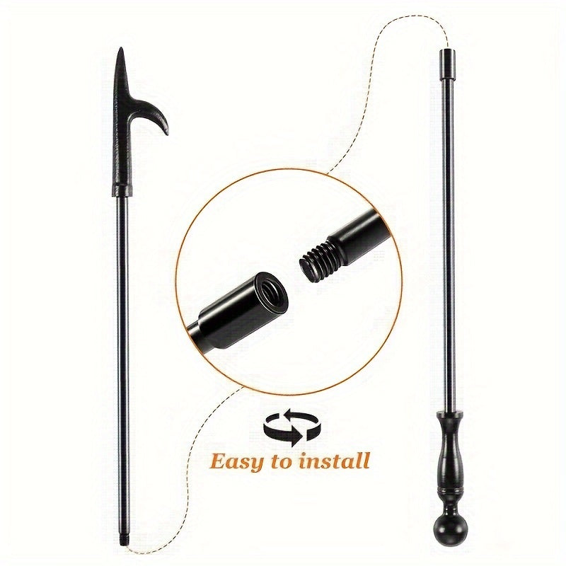 32-дюймовый портативный кочерга для костров, очагов и использования внутри помещения, черный металл