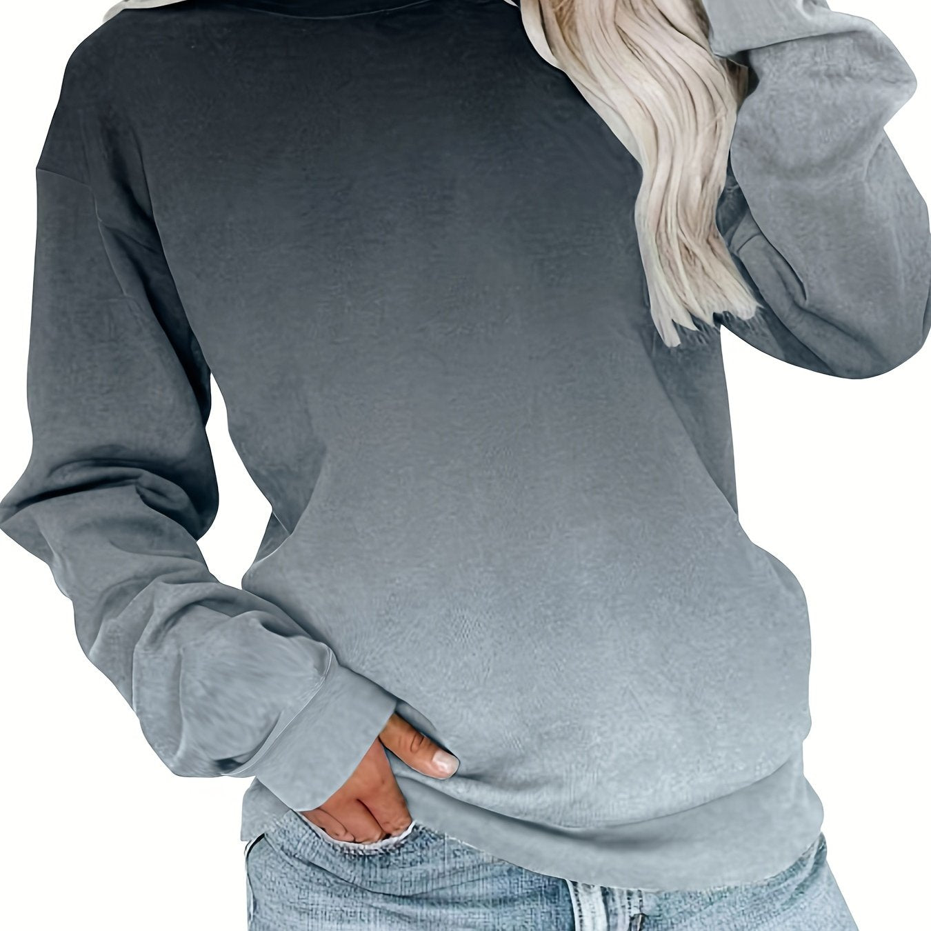 Women's Gradient Color 3D Print Pullover Sweatshirt Long Sleeve Casual Top