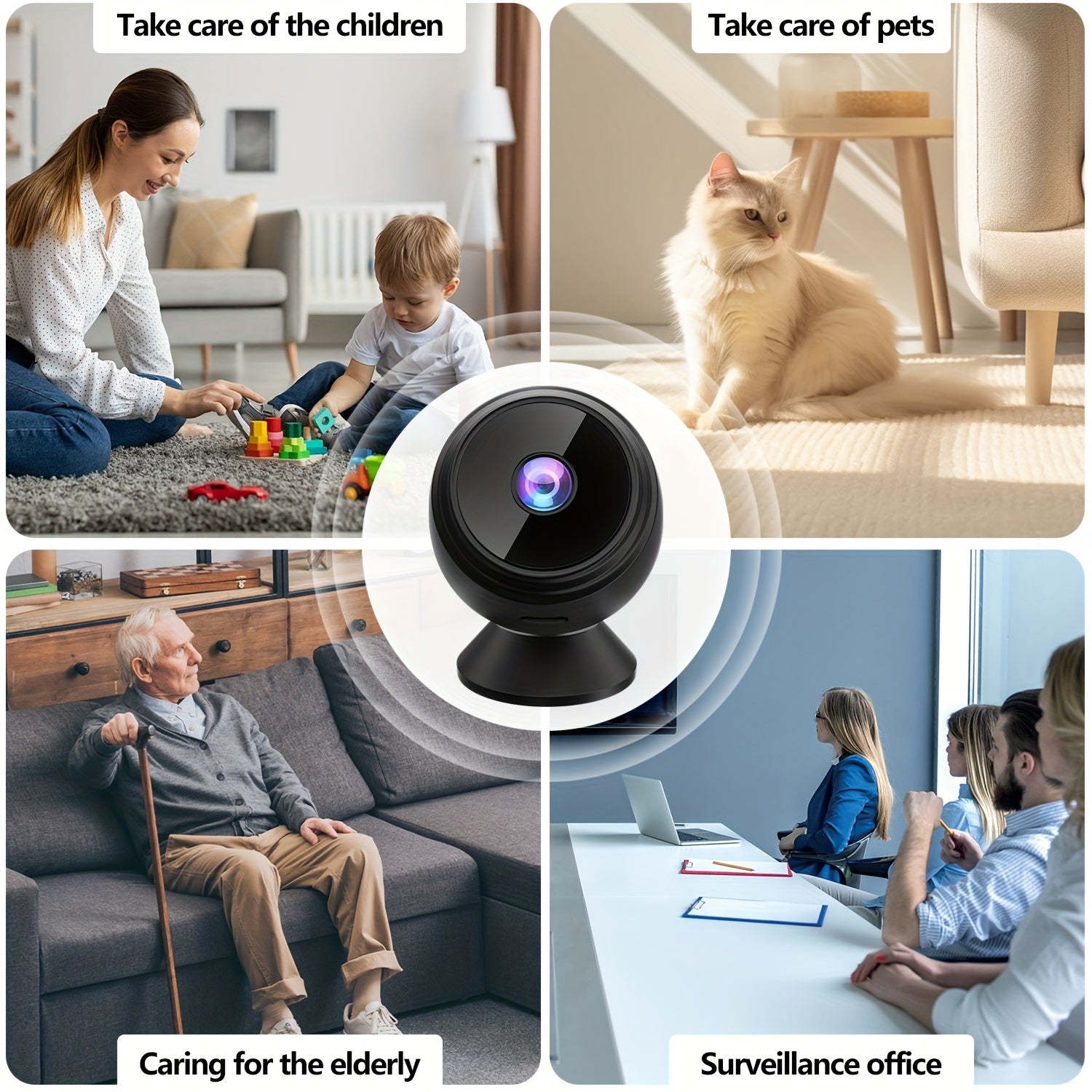 Mini WiFi Security Camera 480P HD Night Vision Motion Alerts Indoor Outdoor Surveillance
