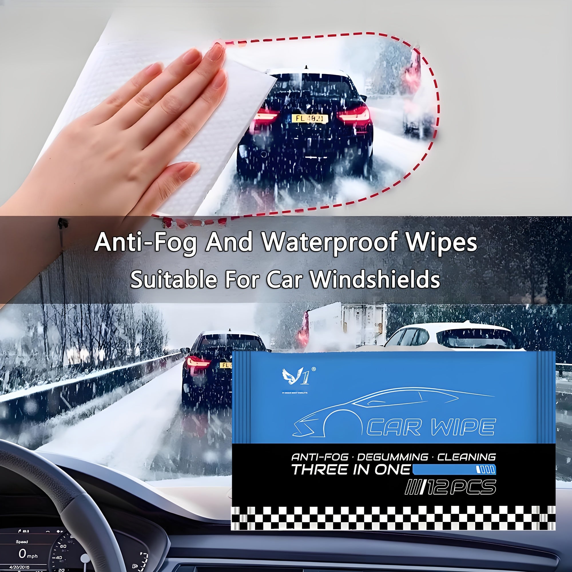 Car Universal Rain and Fog Wipes Clear Windshield and Mirror Waterproof