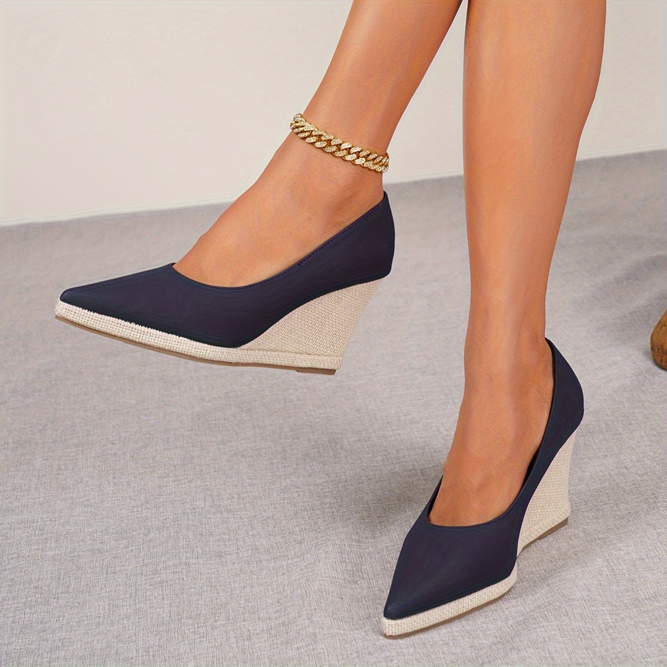 Women's Wedge Heel Shoes Thick Sole Slip-On Spring Autumn Footwear