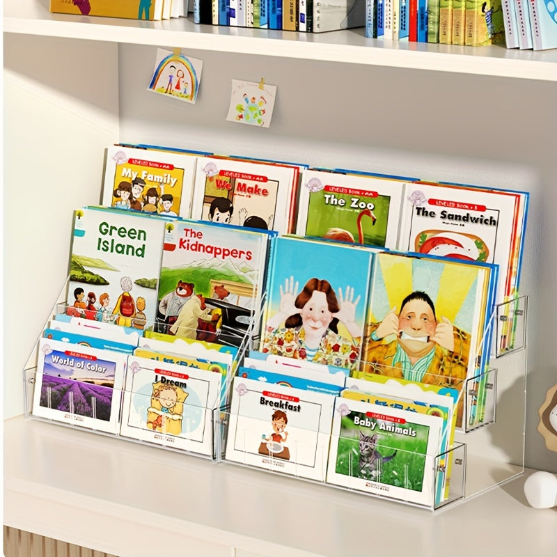Ko'p funksiyali Shaffof Akril Kitoblik - Zamonaviy, Mustahkam Saqlash Birligi Uy va Ofis uchun, Oson yig'iladigan, Kitoblar va Ta'lim buyumlari uchun ko'rinadigan Egasi, Ko'p qavatli Kitoblik