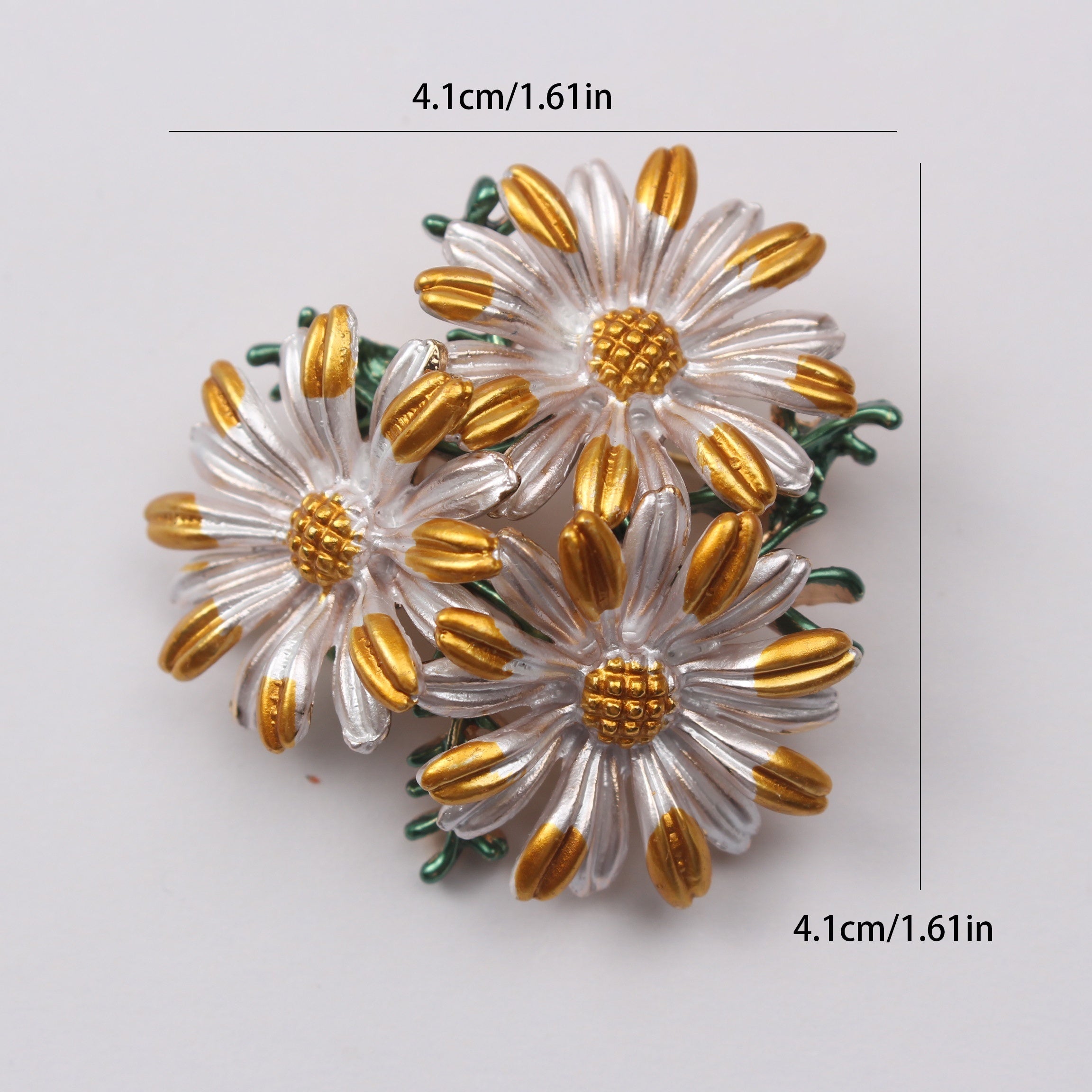 Vintage Handcrafted Daisy Cluster Brooch Enamel Painted Flower Jewelry Irregular Chrysanthemum Lapel Pin