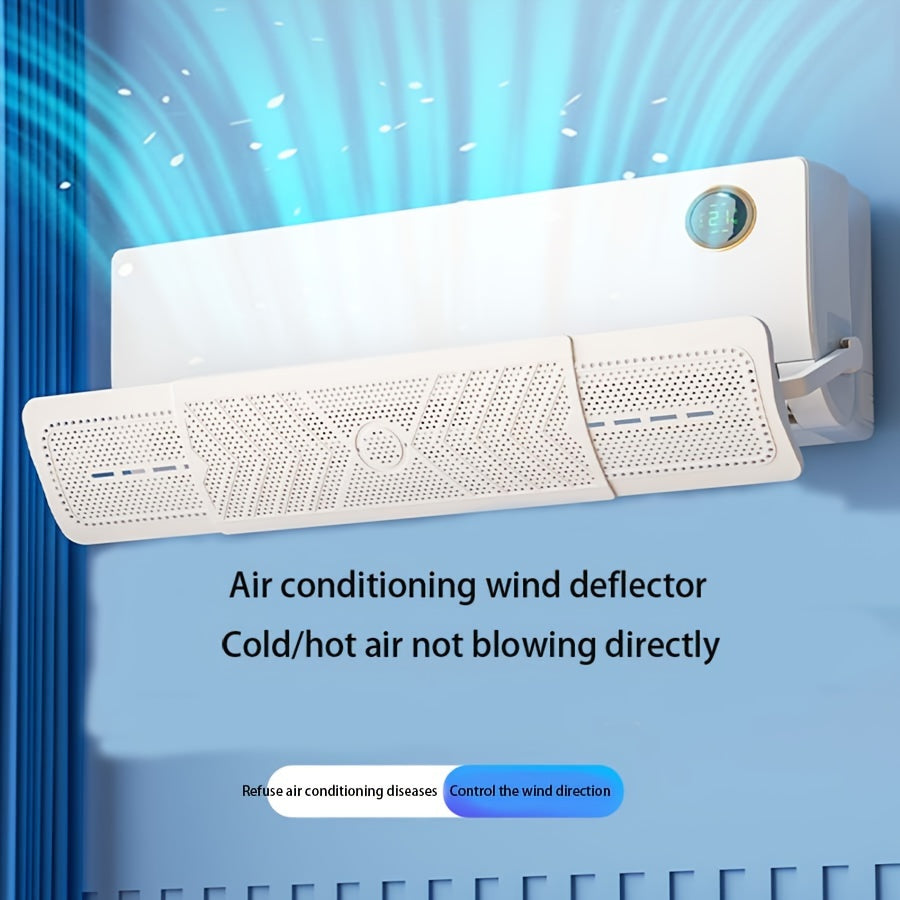 Universal Air Conditioner Wind Deflector with Retractable Side Hanging, Easy to Install