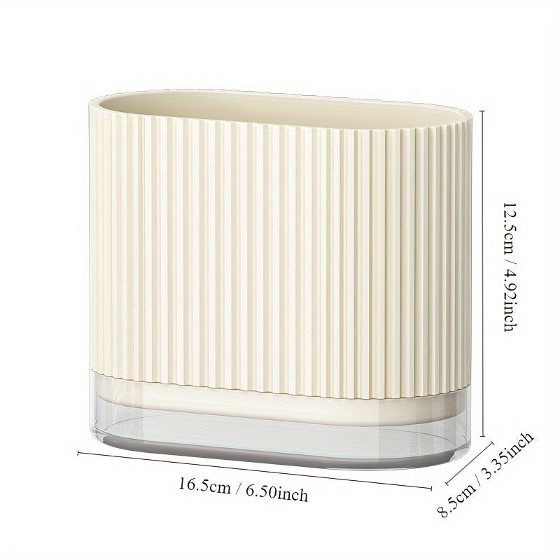 Bir parcha idish ushlagich, pichoq va vilkalar uchun drenaj qutisi bilan. Ushbu ko'p funksiyali plastik to'rtburchak qutisi muzlatgichga joylashadi va spatulalar, qoshiq, pichoq, chopsticks va vilkalarni tartibga solish uchun mukammaldir. Ideal uchun