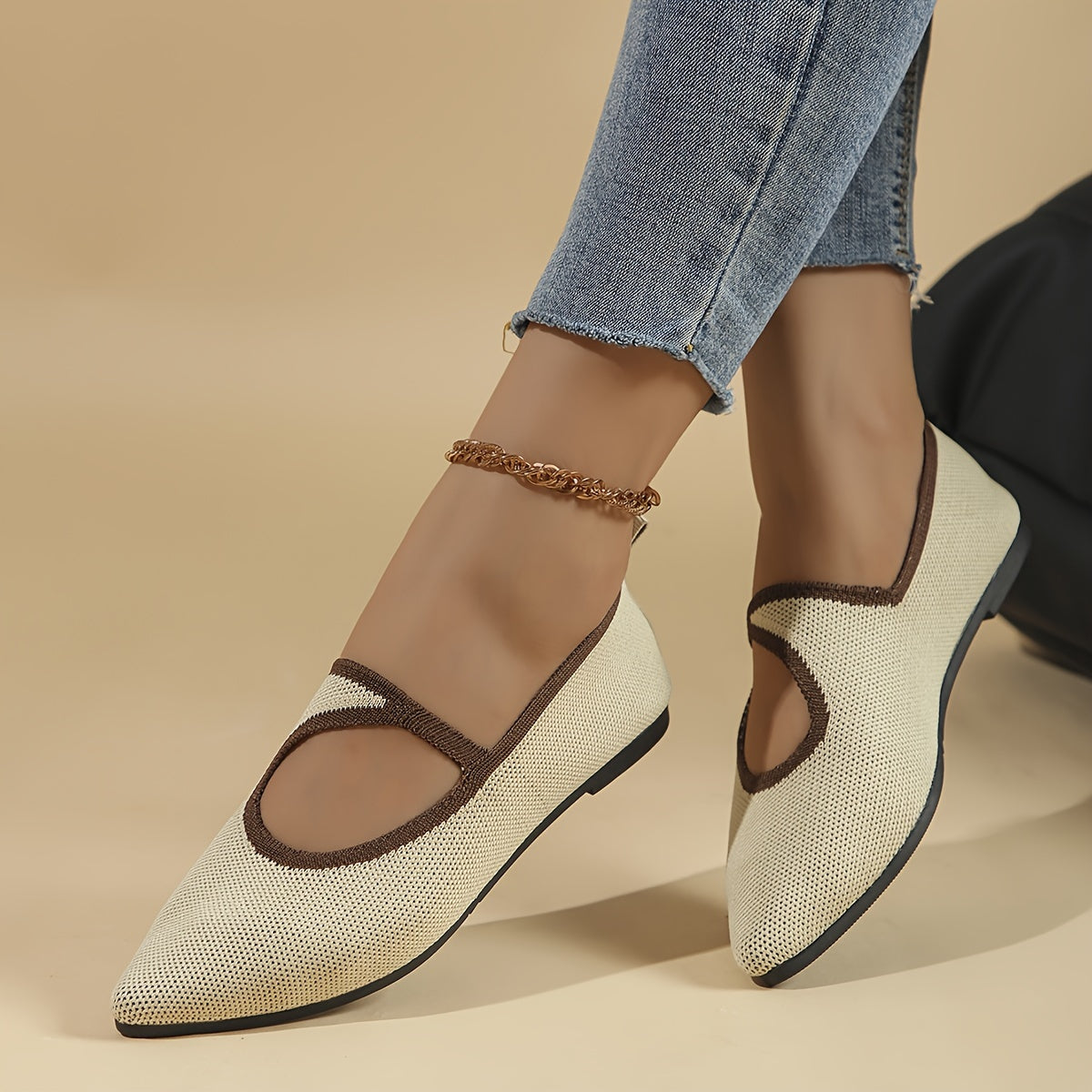 Women's Slip-On Flats with Pointed Toe and Rubber Sole for All Seasons