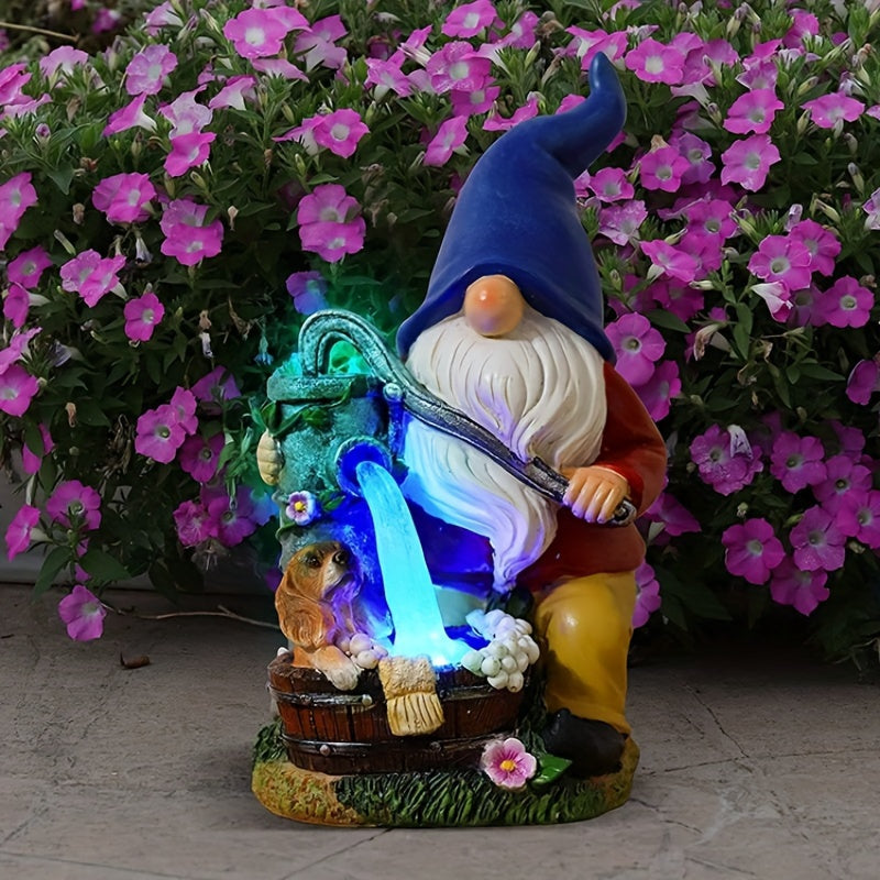 Solar Dwarf Resin Garden Statue Solar-Powered Outdoor Gnome Decoration for Lawn and Patio