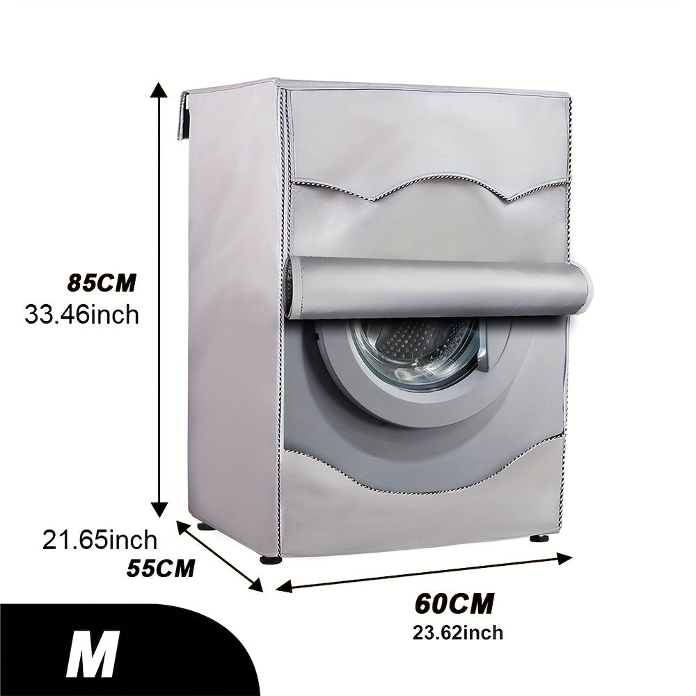 Funda para secadora de carga frontal, impermeable, a prueba de polvo, resistente al sol y al agua, gris