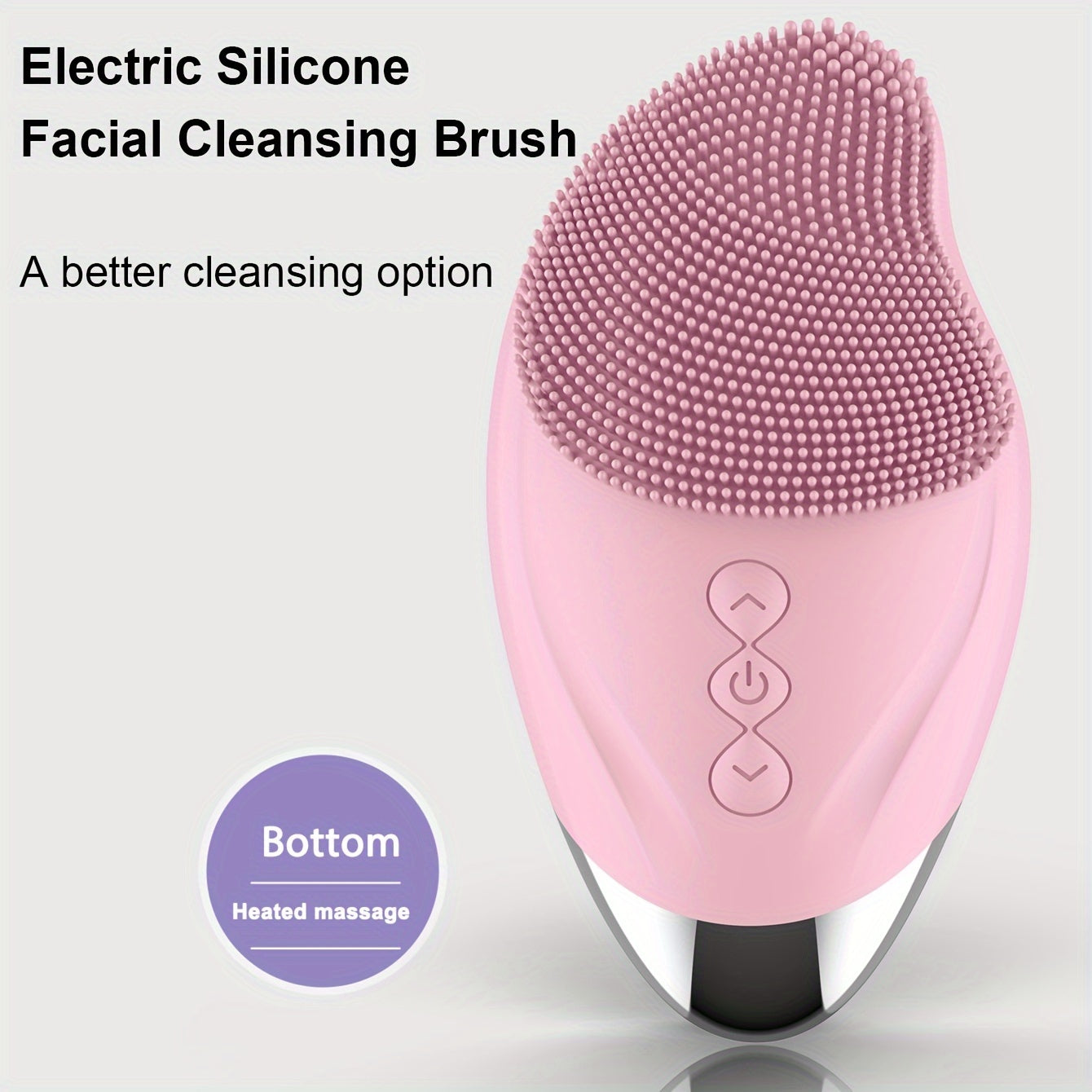 Rechargeable Silicone Facial Cleansing Brush with Heating Massage Pink Purple Grey