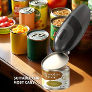 Electric can opener with built-in lid and bottle opener opens 100 cans