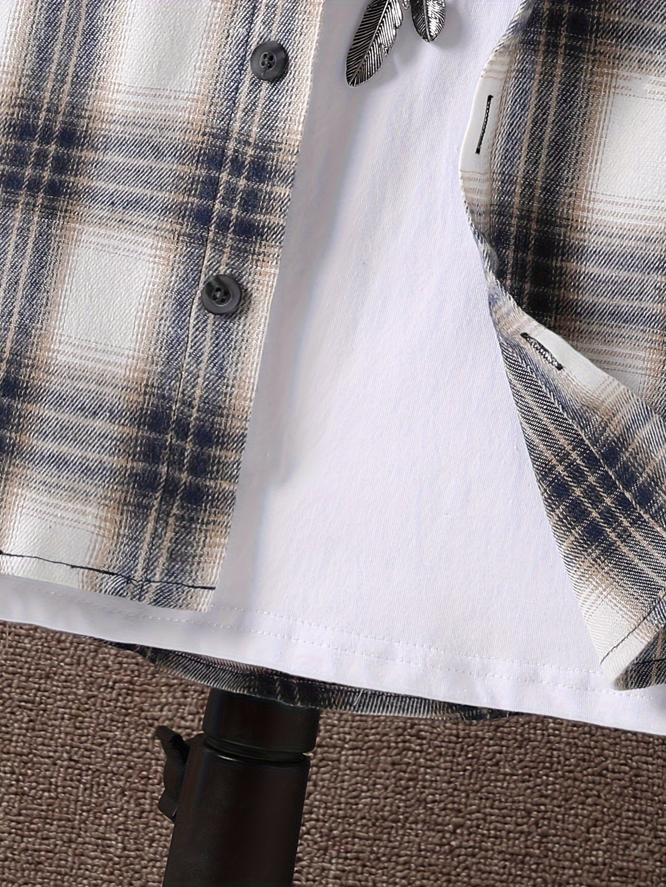 Camisa con capucha de cuadros para niños y niños con bolsillos y ligero stretch en tela de punto para otoño e invierno