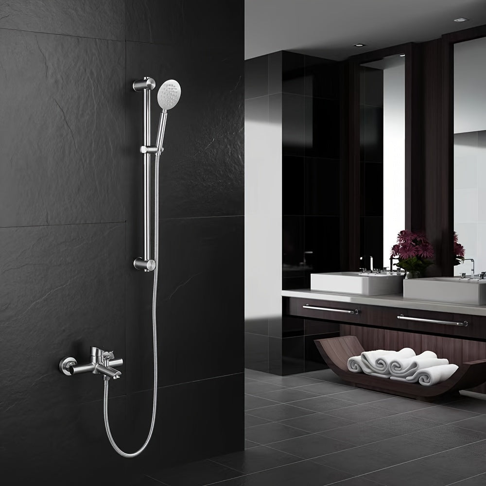 304 Stainless Steel Shower Faucet with Two-Way Water Mixing Valve Wall Mount Bathtub