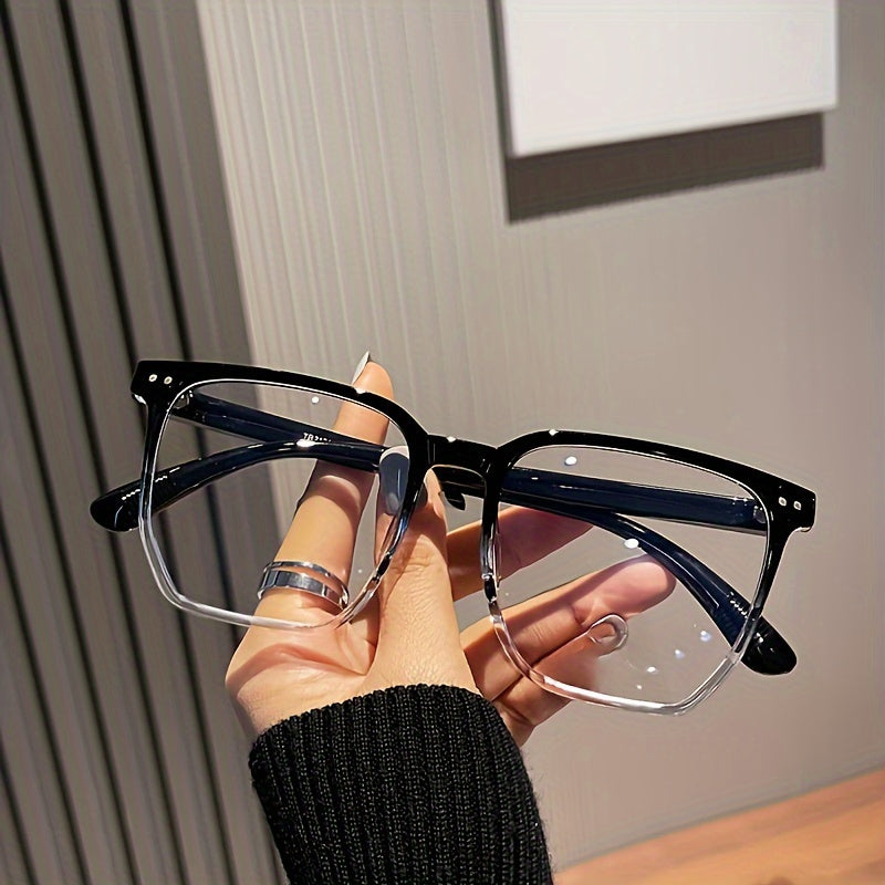 Square Blue Light Blocking Glasses Cyberpunk Oval Full Rim PC Lightweight for Computers TVs Phones