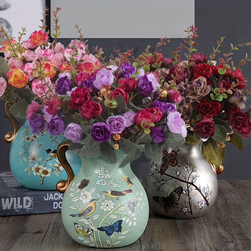 2 букета искусственных роз с 42 головками, подходят для украшения кладбищ, домашнего декора или свадебных букетов. Идеально для добавления летнего декора из искусственных цветов.