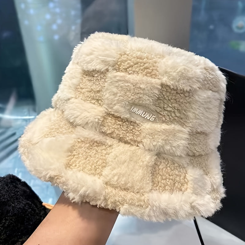 Packable Fluffy Fur Unisex Winter Bucket Hat for Casual Outdoor Use