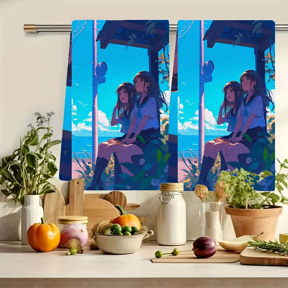 2 Pieces Ultra Soft Kitchen Towels 16x24 Inches Highly Absorbent Dish Hand Towels