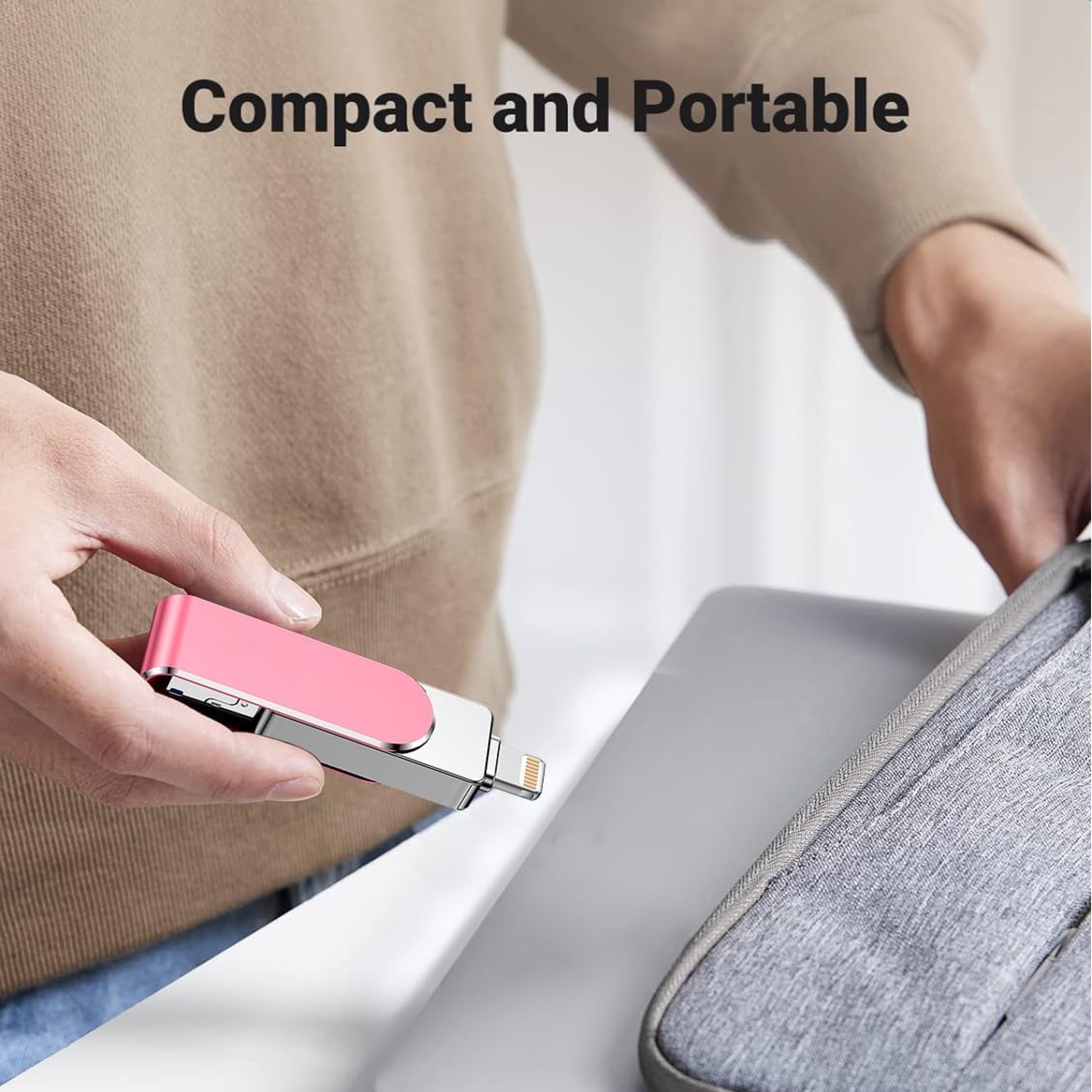 iPhone USB Flash Drive 64GB 128GB 256GB MFi Certified for Photos Videos Contacts