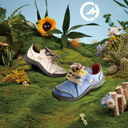 Women's Flat Shoes Spring Comfortable Low Top White Blue Nature-Inspired Patterns Casual