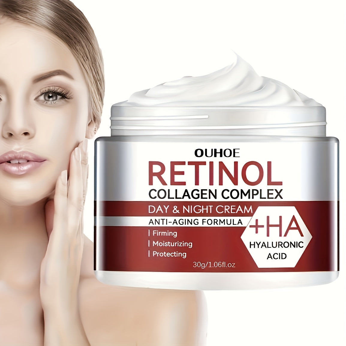 Set of 5 Retinol Moisturizing Face Creams with Collagen Hyaluronic Acid Vitamin C E for Dry Skin