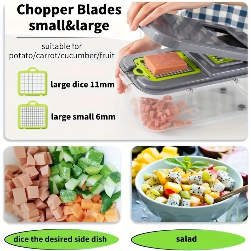 Manual Vegetable and Fruit Slicer Set with Storage Container for Chopping Onions and Potatoes