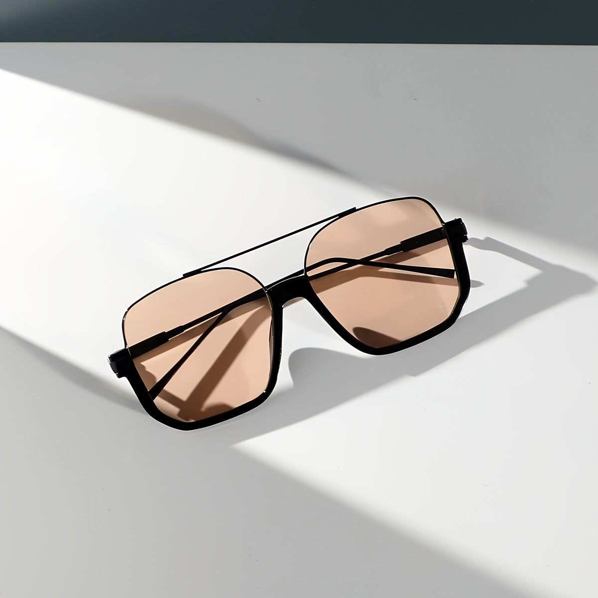 Women's Square Glasses Metal Frame Anti-Reflective PC Lens Large Double Bridge for Daily Wear and Events