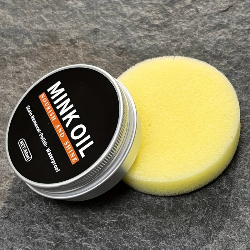 Leather Shoe and Leather Care Wax Set with Polishing Sponge and Oil