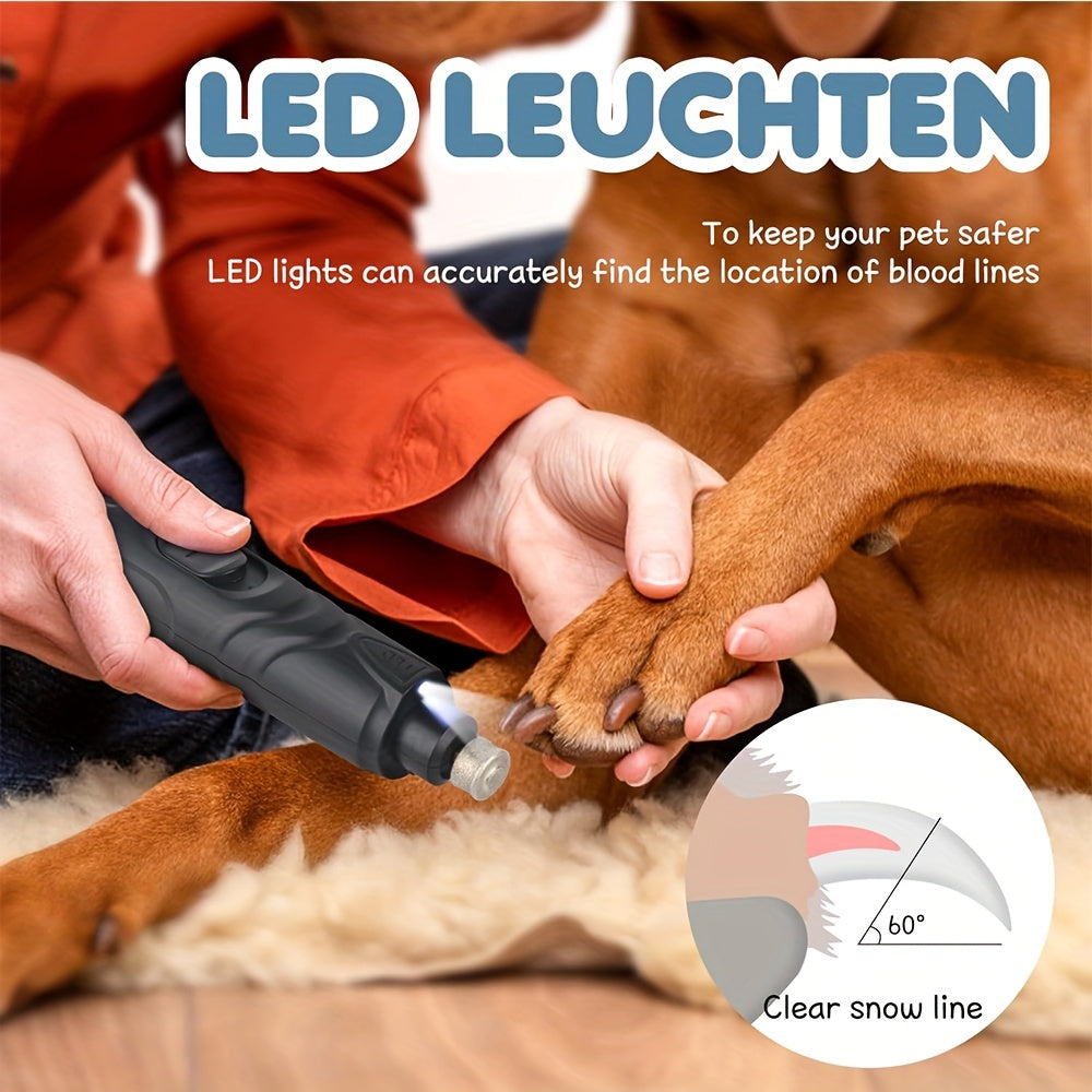 Quiet Pet Nail Grinder for Dogs and Cats with LED Light Rechargeable 2 Speeds