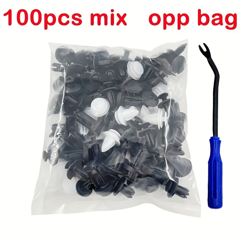 100Pcs Auto Fastener Removal Kit Plastic Trim Clips Bumper Rivets