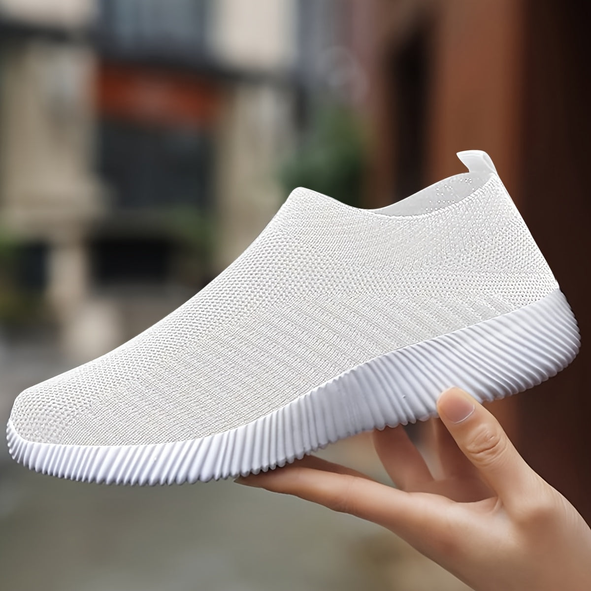 Women's Breathable Slip-On Sneakers Black Net Fabric Casual Comfort Walking Shoes