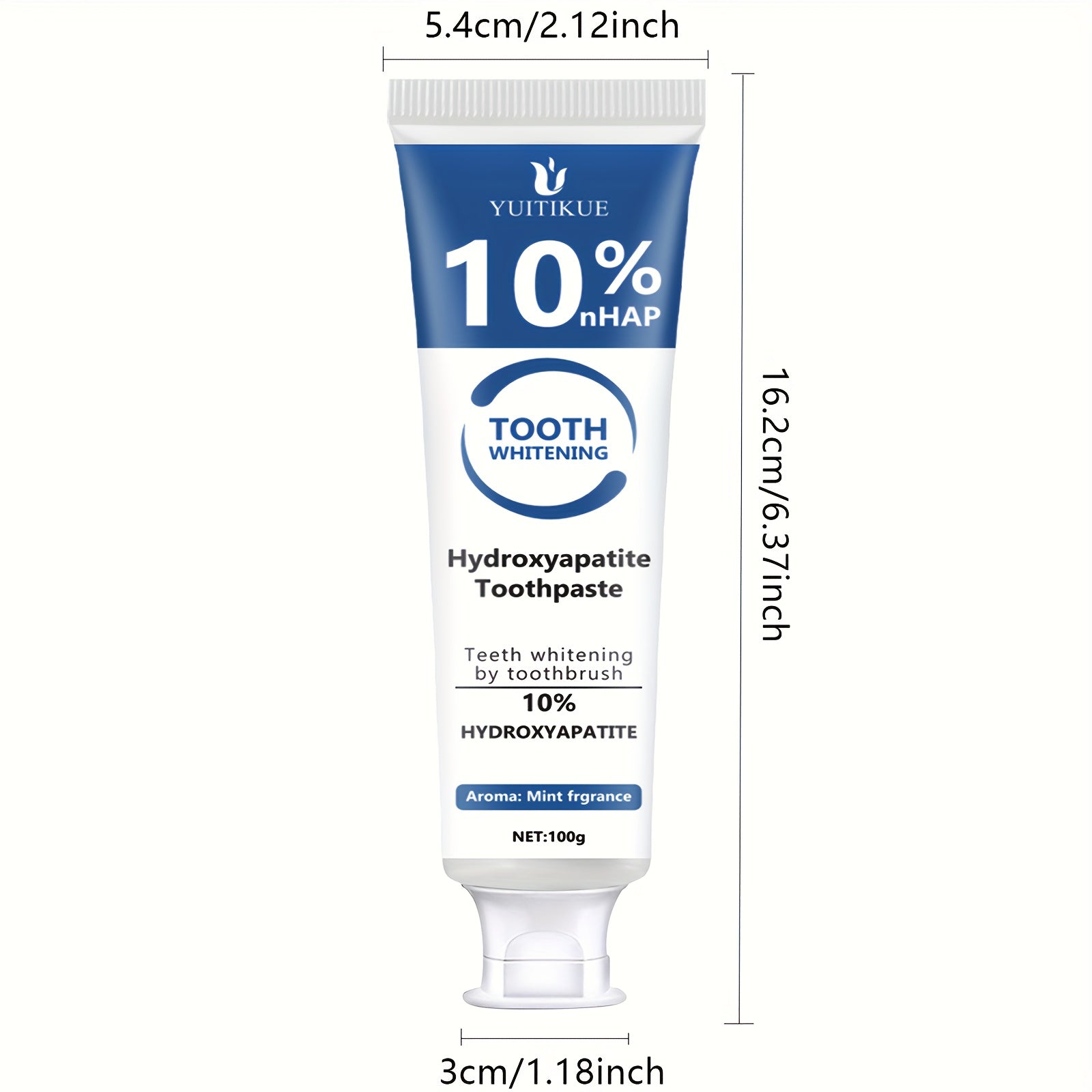 Pasta de dientes blanqueadora con hidroxiapatita, menta, limpieza profunda, aliento fresco