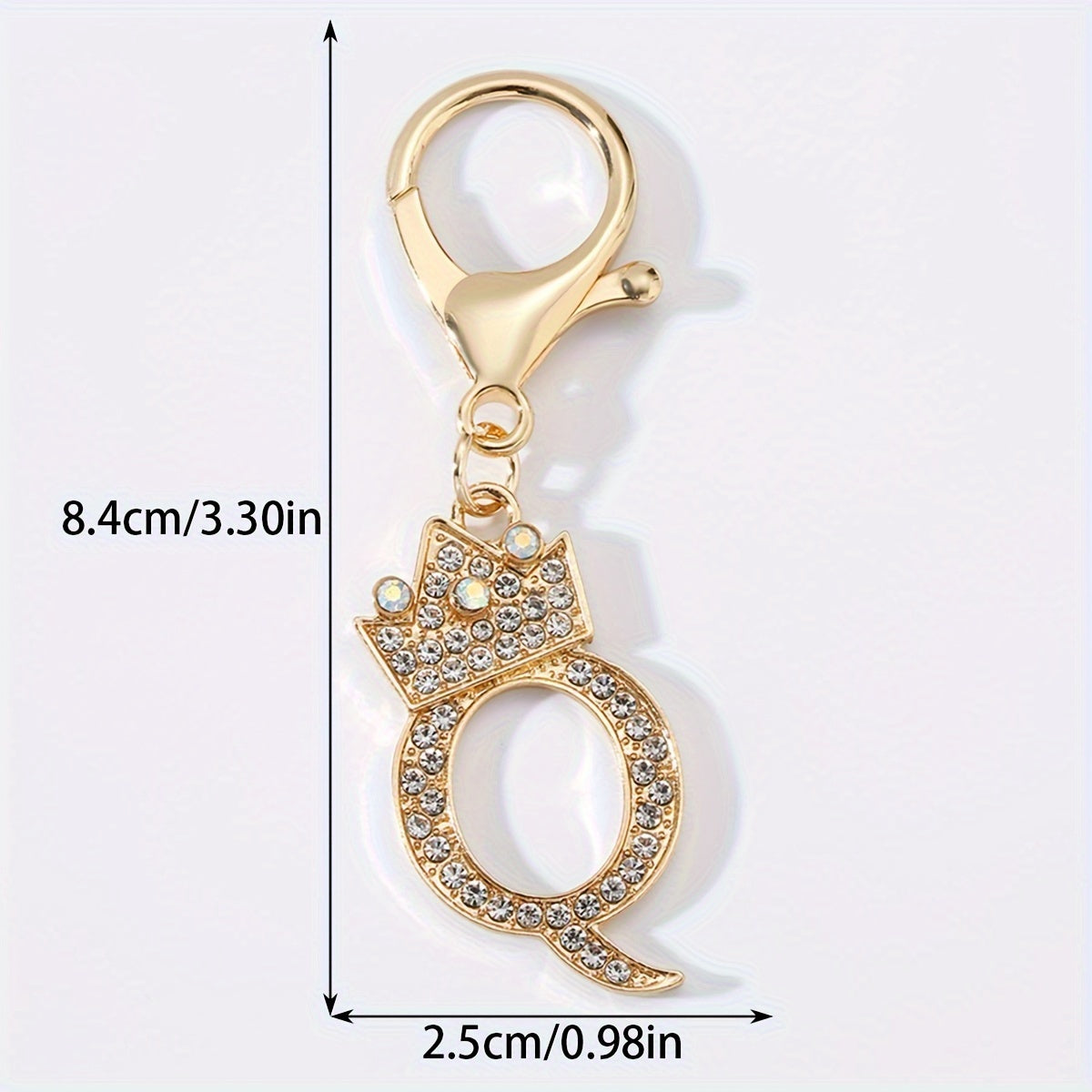 Men's Zinc Alloy Keychain with Artificial Diamond Crown and Letter Charms
