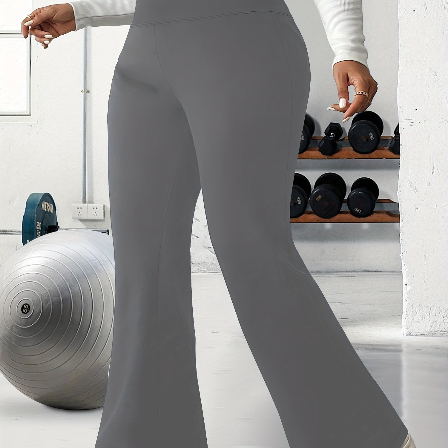 Women's Plus Size High Waist Stretchy Flare Leg Pants Olive Green