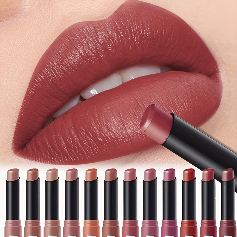 Women's Waterproof Matte Lipstick Set 12 Shades Long Lasting All-Day