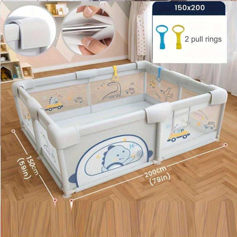 Indoor and Outdoor Playpen with Safety Gate and Non-Slip Bases