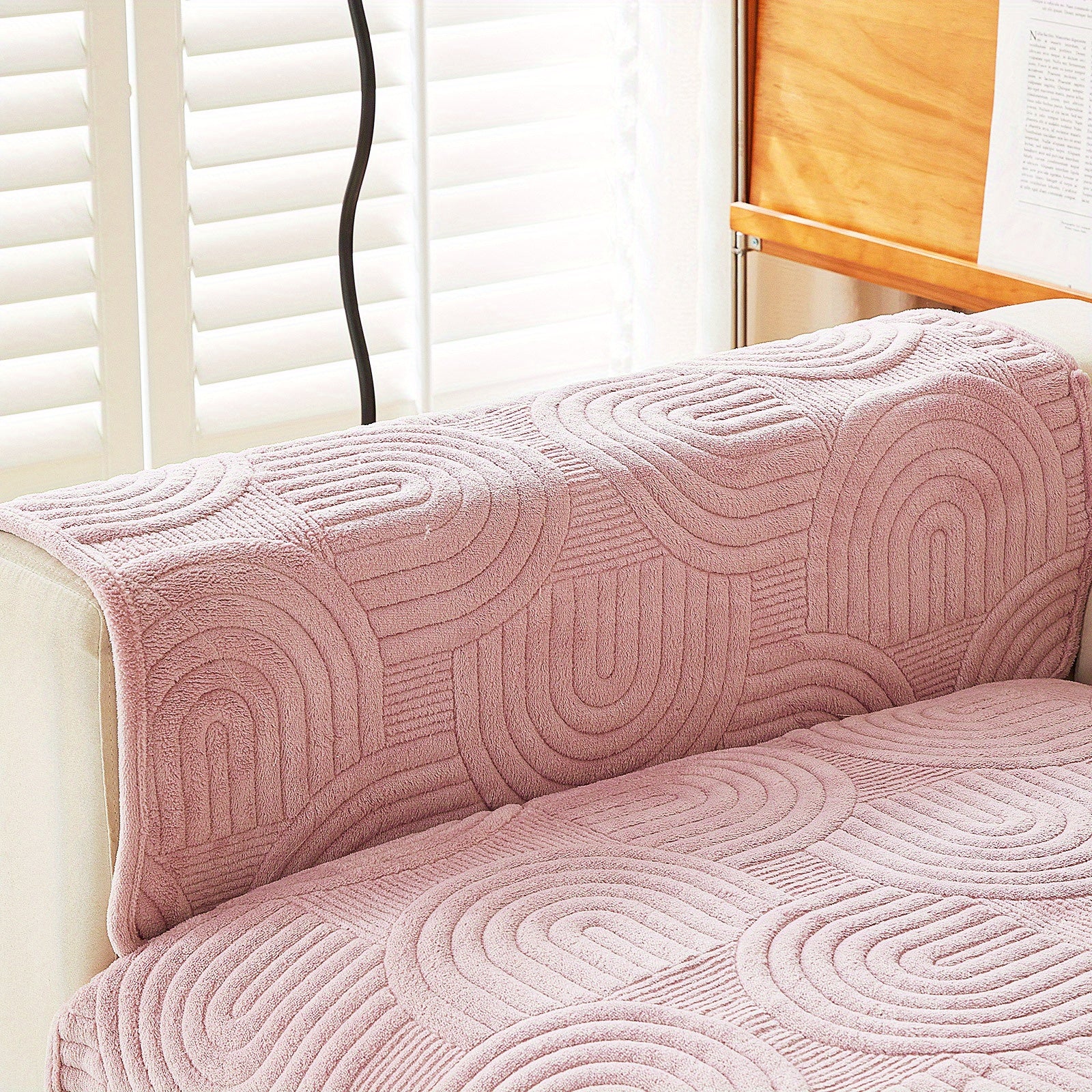 Чехол на мебель из молочного бархата с шерпой, противоскользящий, для защиты мебели, подходит для домашних животных