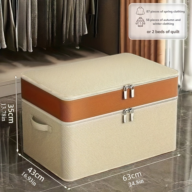 Large Capacity Rectangular Clothes Organizer Beige Non Woven Fabric Stackable Storage Bin