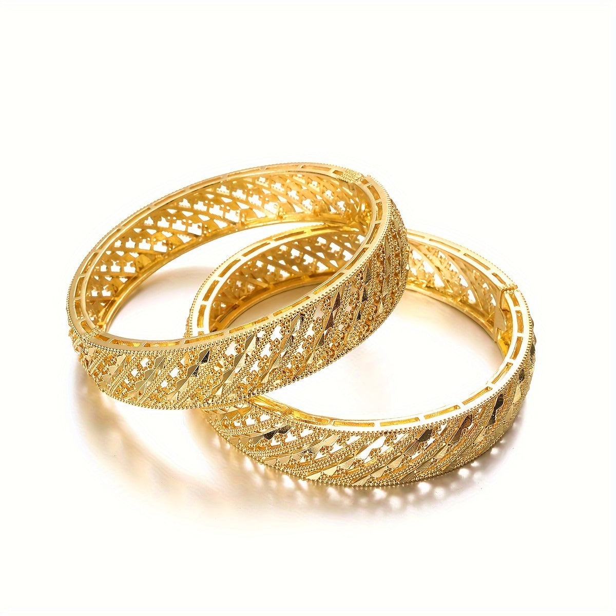Women’s Gold Plated Alloy Bangle Bracelets with Mosaic Design for Everyday Wear